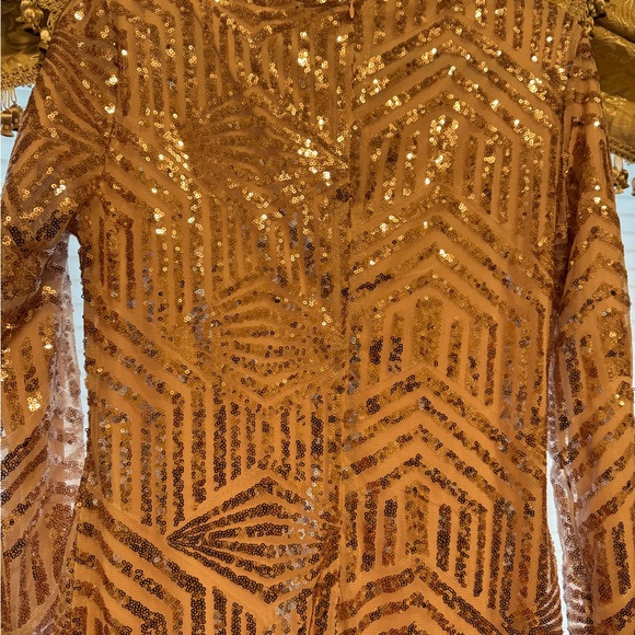 Urban Modesty Long Sleeves Beige Color Maxi Dress Maxi Party Dress - Picture 6 of 8